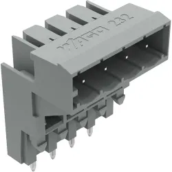 Pin header, 4 pole, pitch 5 mm, angled, gray, 232-334