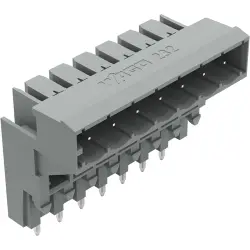 Pin header, 7 pole, pitch 5 mm, angled, gray, 232-337