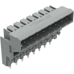 Pin header, 8 pole, pitch 5 mm, angled, gray, 232-338