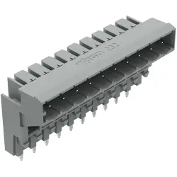 Pin header, 10 pole, pitch 5 mm, angled, gray, 232-340