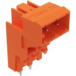Pin header, 2 pole, pitch 5.08 mm, angled, orange, 232-362