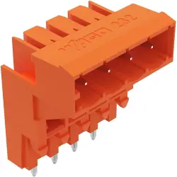 Pin header, 4 pole, pitch 5.08 mm, angled, orange, 232-364