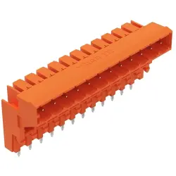 Pin header, 12 pole, pitch 5.08 mm, angled, orange, 232-372