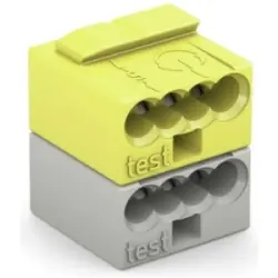 Socket terminal, 2 pole, 5.0-6.0 mm², clamping points: 8, light gray/yellow, clamp connection, 6 A, 243-212