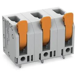 PCB terminal, 3 pole, pitch 11.5 mm, AWG 24-12, 32 A, push-in cage clamp, gray, 2604-3503