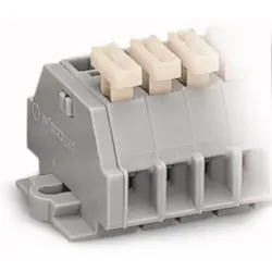 2-wire terminal strip, spring-clamp connection, 0.08-2.5 mm², 4 pole, 24 A, 6 kV, gray, 261-104/331-000