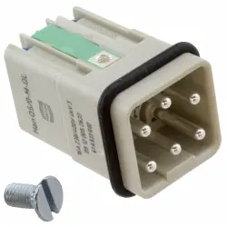 Pin contact insert, 3A, 5 pole, equipped, spring connection, with PE contact, 09120052633