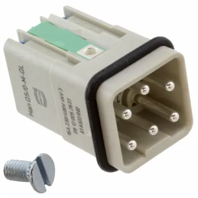 Pin contact insert, 3A, 5 pole, equipped, spring connection, with PE contact, 09120052633 - 1
