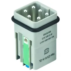 Pin contact insert, 3A, 5 pole, equipped, spring connection, with PE contact, 09120052634 - 1