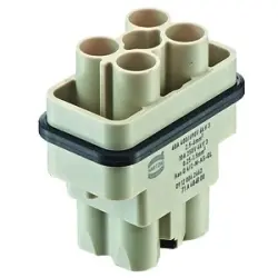 Pin contact insert, Compact, 6 pole, equipped, axial screw connection, with PE contact, 09120062662