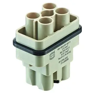 Pin contact insert, Compact, 6 pole, equipped, axial screw connection, with PE contact, 09120062662 - 1