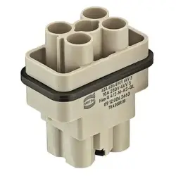 Pin contact insert, Compact, 6 pole, equipped, axial screw connection, with PE contact, 09120062666
