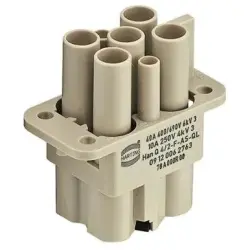 Socket contact insert, Compact, 6 pole, equipped, axial screw connection, with PE contact, 09120062766