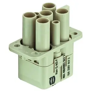 Socket contact insert, Compact, 6 pole, unequipped, crimp connection, with PE contact, 09120063141 - 1