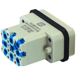 Pin contact insert, Compact, 8 pole, equipped, spring connection, with PE contact, 09120082633