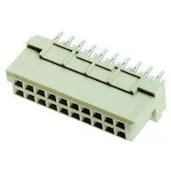 Female connector, type 3B, 20 pole, a-b, pitch 2.54 mm, press-in connection, straight, gold-plated, 09242206870