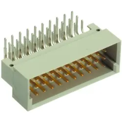 Male connector, type 3C, 30 pole, a-b-c, pitch 2.54 mm, solder pin, angled, gold-plated, 09251306571