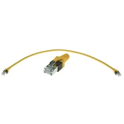 System cable, RJ45 plug, straight to RJ45 plug, straight, Cat 6A, S/FTP, PUR, 0.8 m, yellow, 09474747107 - 1