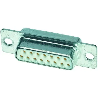 D-Sub socket, 15 pole, standard, equipped, straight, solder cup, 09642117210 - 1