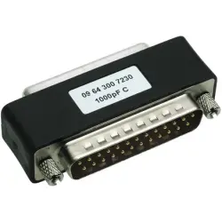 Connector, D-Sub plug, 25 pole to D-Sub socket, 25 pole, straight, 09643007230