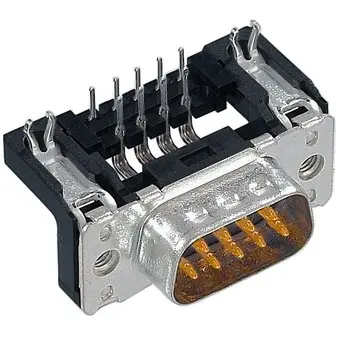 D-Sub plug, 9 pole, standard, equipped, angled, solder pin, 09651626811 - 1