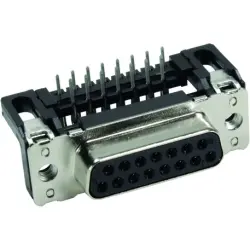 D-Sub socket, 15 pole, standard, equipped, angled, solder pin, 09662126602