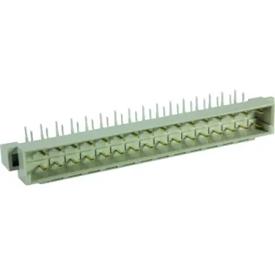 Male connector, type D, 32 pole, a-c, pitch 5.08 mm, solder pin, angled, gold-plated, 09046326951 - 1