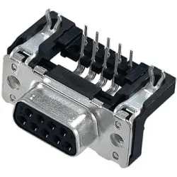 D-Sub socket, 37 pole, standard, equipped, angled, solder pin, 09664536613