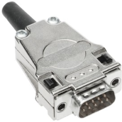 D-Sub connector housing, size: 1 (DE), straight 180°, cable Ø 3 to 9.5 mm, metal, silver, 09670090323