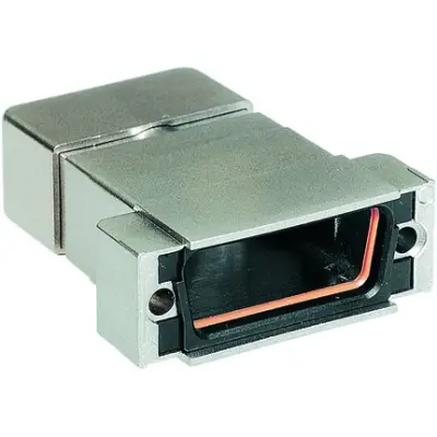 D-Sub connector housing, size: 1 (DE), straight 180°, cable Ø 6 to 8 mm, thermoplastic, shielded, silver, 09670090437 - 1
