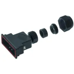 D-Sub connector housing, size: 1 (DE), straight 180°, cable Ø 6 to 8 mm, thermoplastic, black, 09670090438