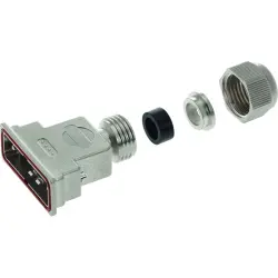 D-Sub connector housing, size: 1 (DE), straight 180°, cable Ø 6 to 8 mm, thermoplastic, shielded, silver, 09670090538
