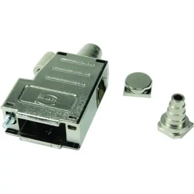 D-Sub connector housing, size: 2 (DA), straight 180°, angled 90°, cable Ø 11.5 mm, thermoplastic, shielded, silver, 09670150435 - 1