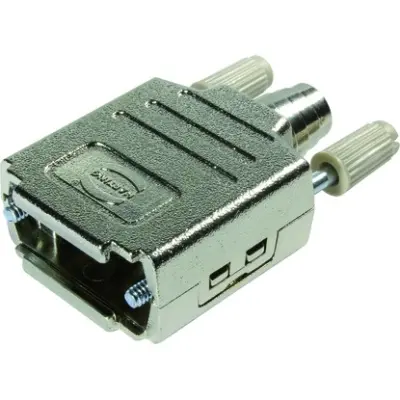 D-Sub connector housing, size: 3 (DB), straight 180°, cable Ø 11.5 mm, thermoplastic, shielded, silver, 09670250425 - 1