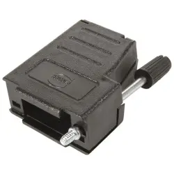 D-Sub connector housing, size: 3 (DB), straight 180°, angled 90°, cable Ø 11.5 mm, thermoplastic, black, 09670250434