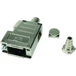 D-Sub connector housing, size: 3 (DB), straight 180°, angled 90°, cable Ø 11.5 mm, thermoplastic, shielded, silver, 09670250435
