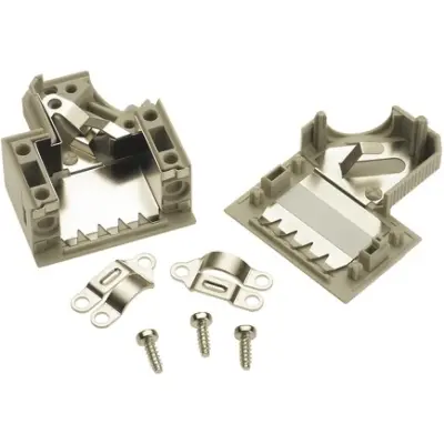D-Sub connector housing, size: 3 (DB), angled 45°, cable Ø 5 to 11 mm, thermoplastic, shielded, gray, 09670250573 - 1