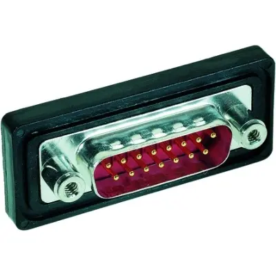 D-Sub plug, 9 pole, standard, equipped, straight, solder cup, 09677097615 - 1