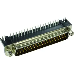 D-Sub plug, 25 pole, standard, equipped, angled, solder pin, 09683635813