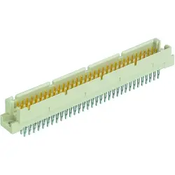 Male connector, type RM, 96 pole, a-b-c, pitch 2.54 mm, press-in connection, straight, gold-plated, 09791962961