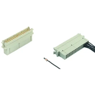 Male connector, type F, 48 pole, z-b-d, pitch 5.08 mm, crimp connection, straight, gold-plated, 09060482906 - 1