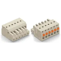 Socket header, 3 pole, pitch 5 mm, angled, light gray, 2721-103/026-000