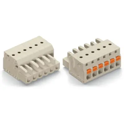 Socket header, 3 pole, pitch 5 mm, angled, light gray, 2721-103/026-000 - 1