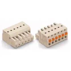 Socket header, 16 pole, pitch 5 mm, angled, light gray, 2721-116/026-000