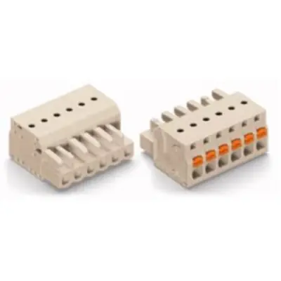 Socket header, 16 pole, pitch 5 mm, angled, light gray, 2721-116/026-000 - 1