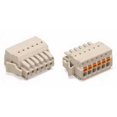 Socket header, 14 pole, pitch 3.5 mm, angled, light gray, 2734-114/037-000 - 1
