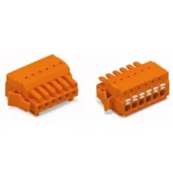 Socket header, 4 pole, pitch 3.81 mm, angled, orange, 2734-204/037-000