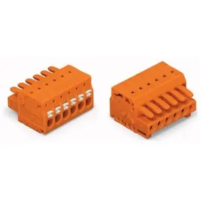 Socket header, 8 pole, pitch 3.81 mm, angled, orange, 2734-208/031-000 - 1