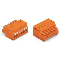 Socket header, 10 pole, pitch 3.81 mm, angled, orange, 2734-210