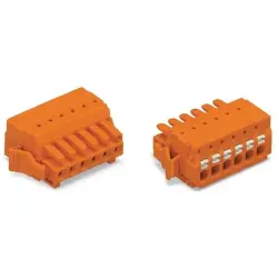 Socket header, 10 pole, pitch 3.81 mm, angled, orange, 2734-210/037-000